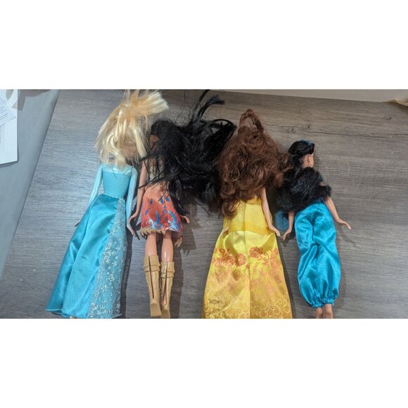 Disney Princess Dolls Lot By Mattel 11" Belle Jasmine Elsa & Moana Pre-Owned - Picture 3 of 9